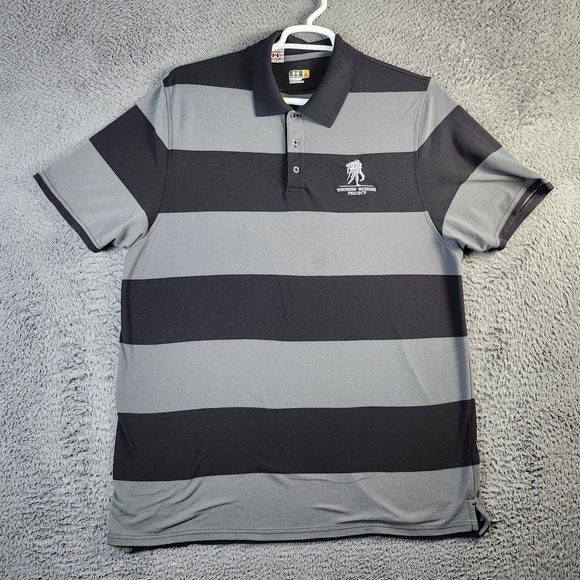 Under Armour Polo Shirt Mens XL Striped Wounded Warrior Golf Performance - Picture 1 of 7